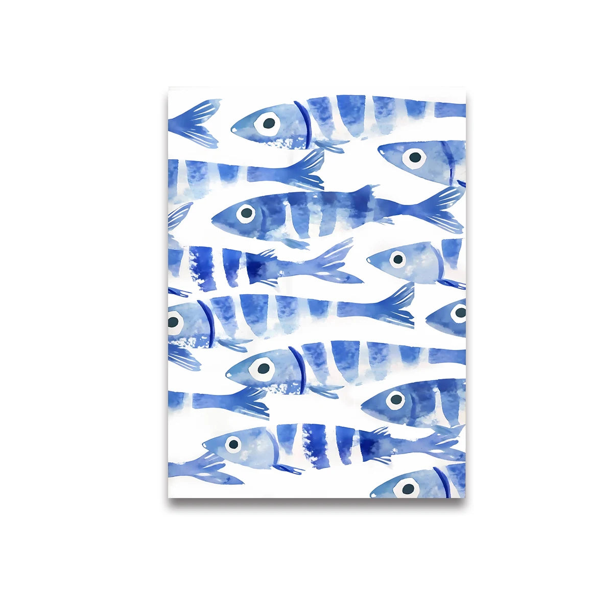 Notebook cover with blue fish pattern on a white background
